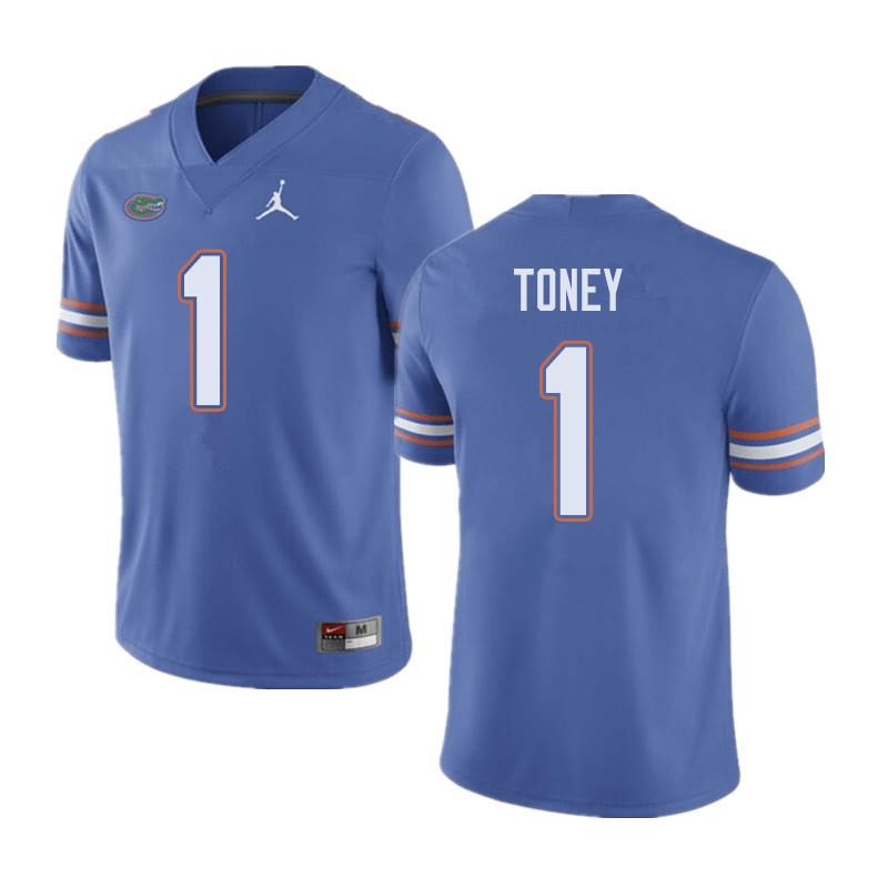 Men's NCAA Florida Gators Kadarius Toney #1 Stitched Authentic Jordan Brand Blue College Football Jersey WSZ1265QD